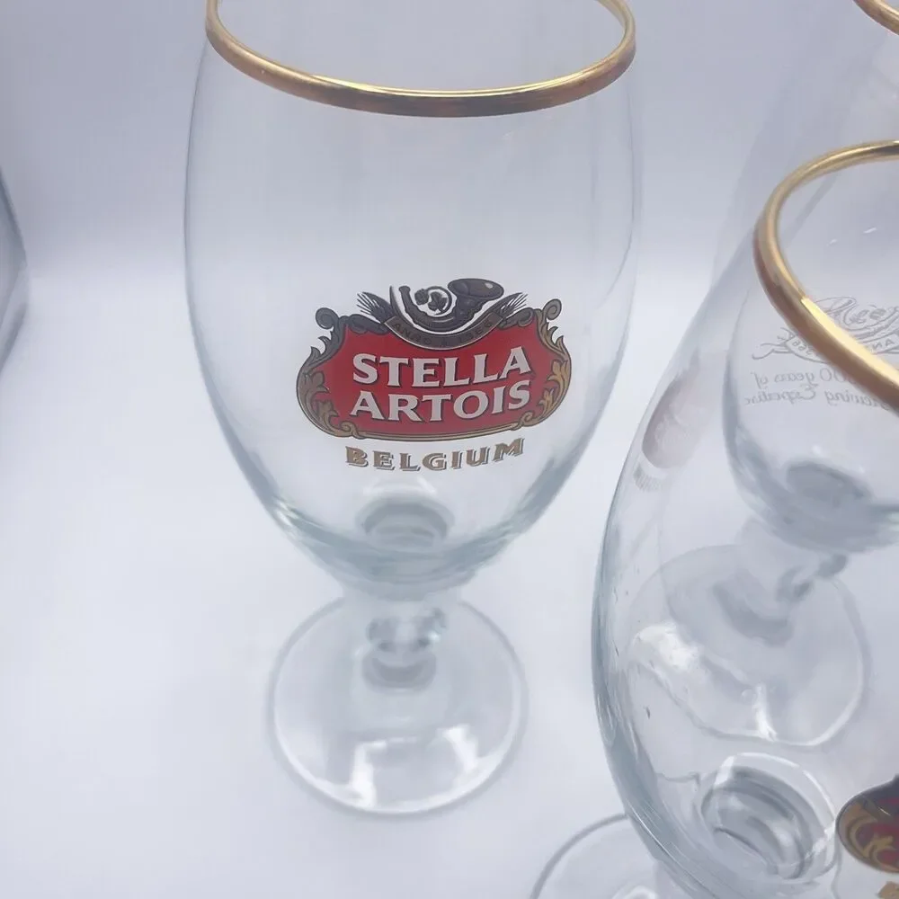 Stella Artois Gold Rimmed Beer Taster Glasses 15 CL M - Set Of 3